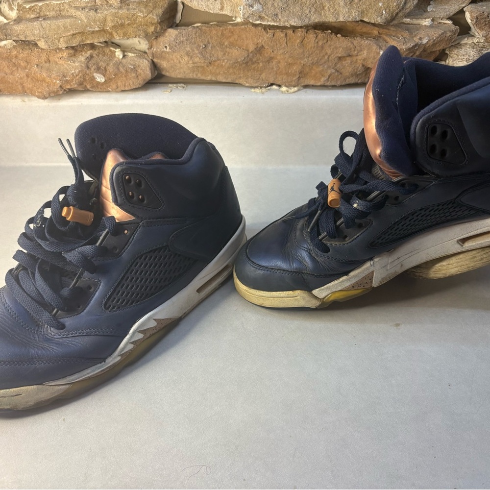 Jordan Navy and Gold High-Top Sneakers